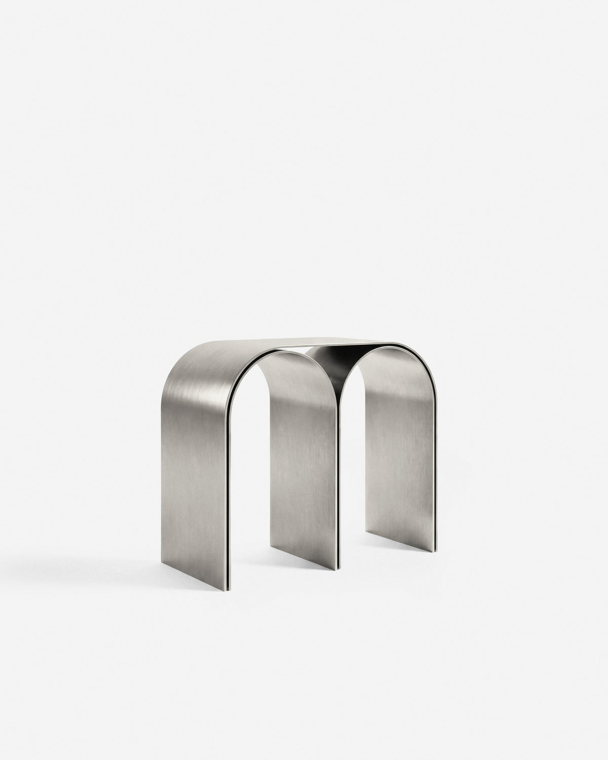 Silver Arch Stool Satin Aluminium