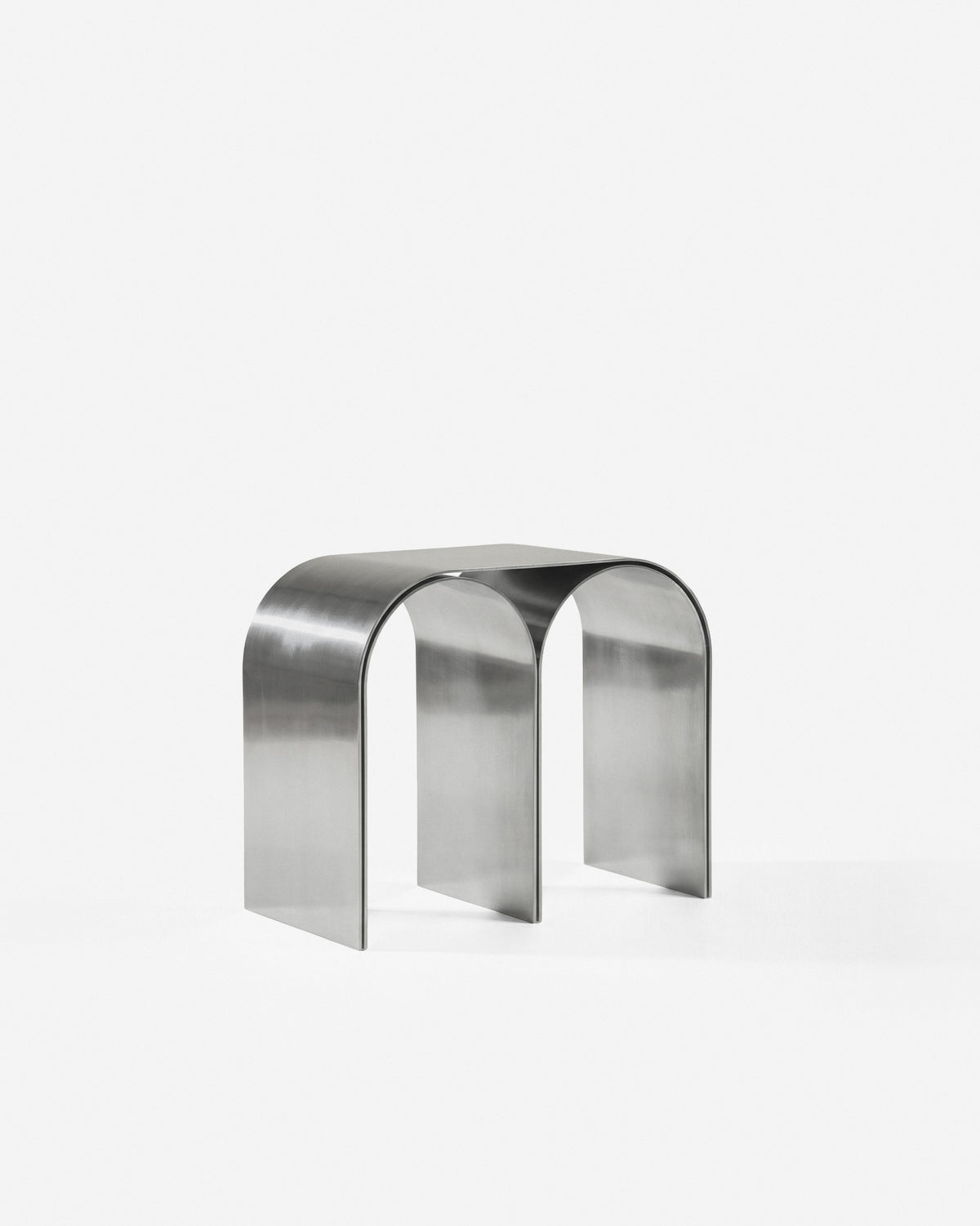 Silver Arch Stool Polished Aluminium