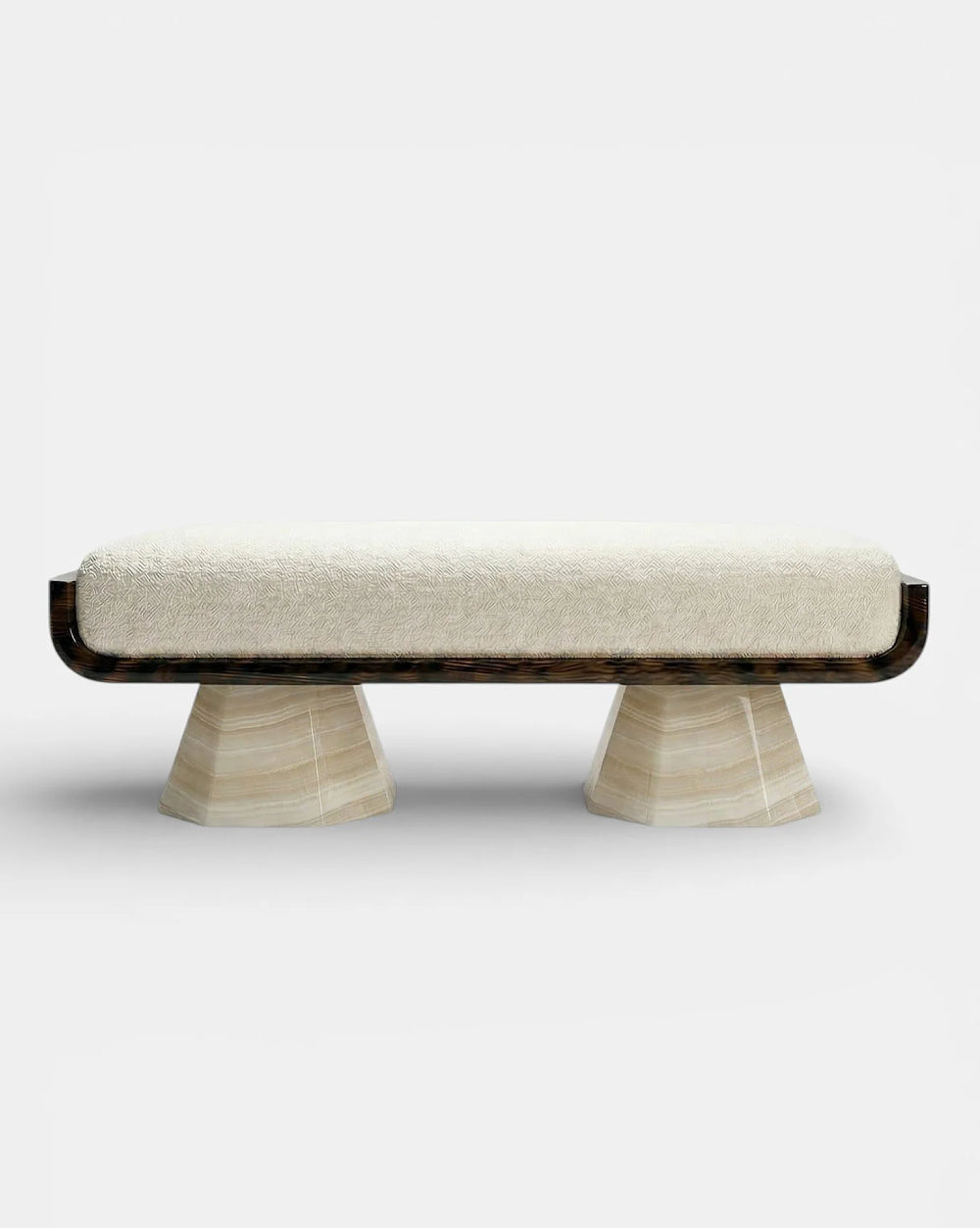 Ava Glossy Wood And Ivory Onyx Bench