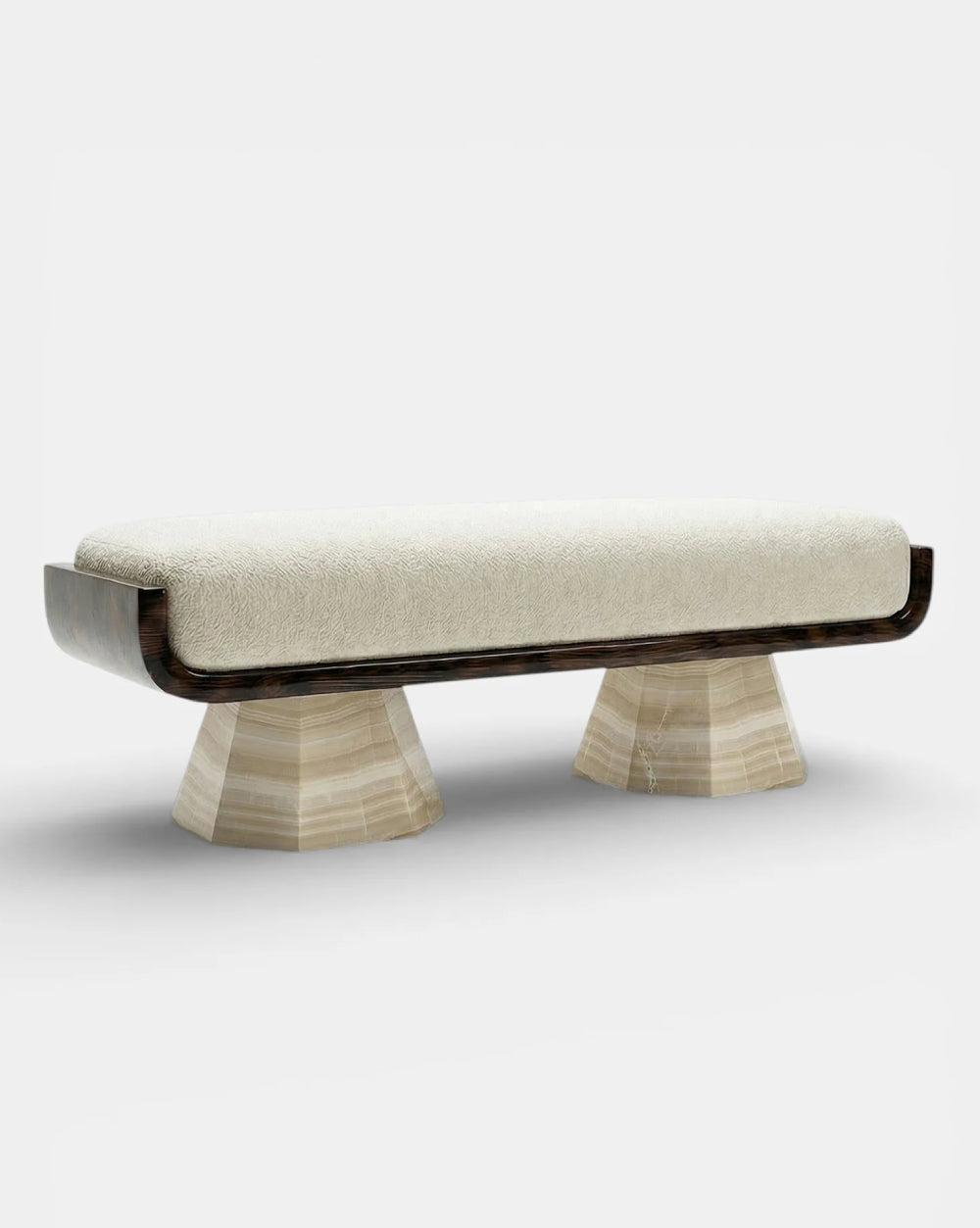 Ava Glossy Wood And Ivory Onyx Bench