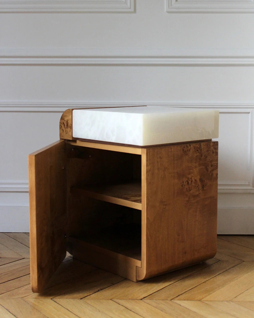 Amo Burl Wood Storage Table
