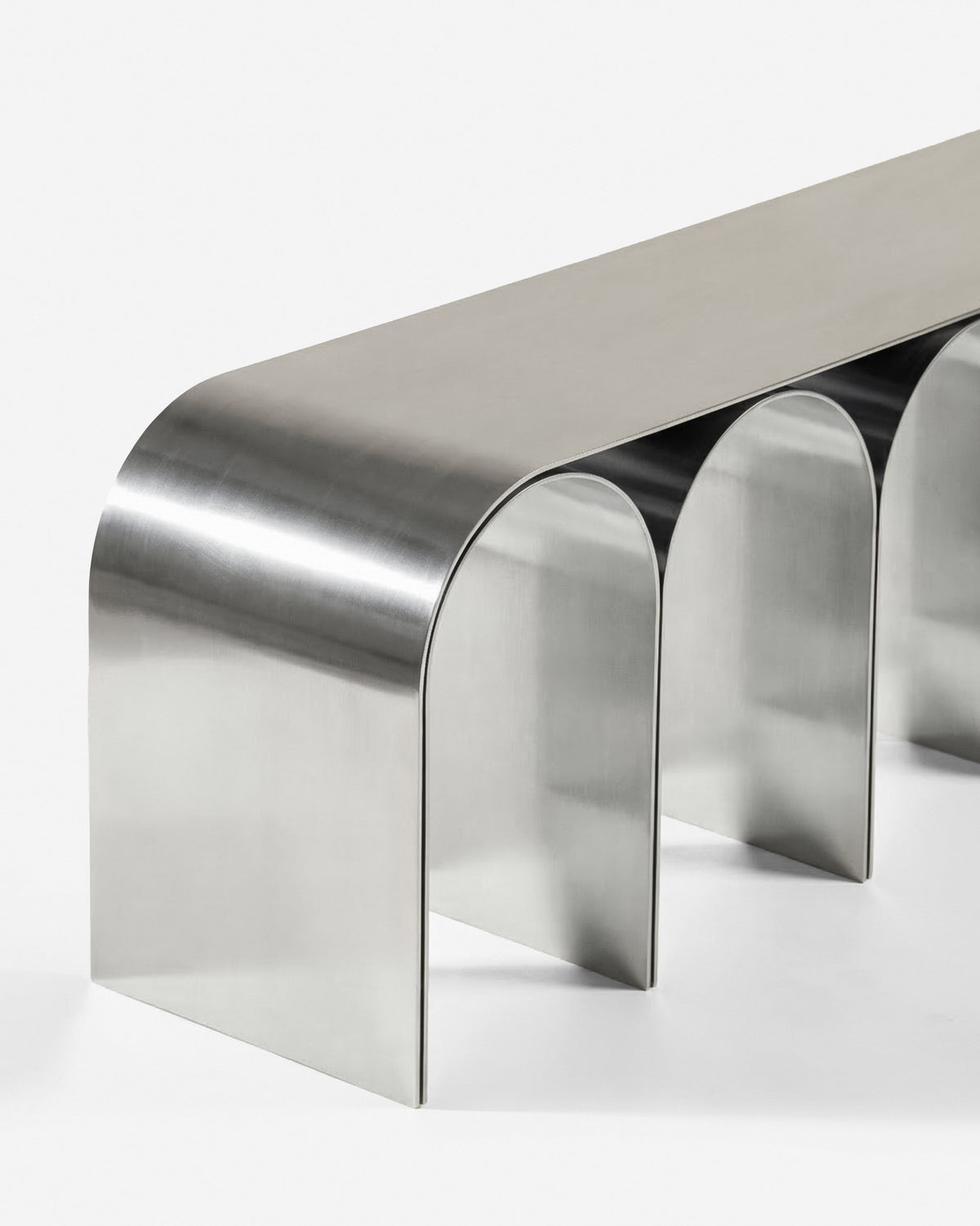 Silver Arch Bench Polished Aluminium